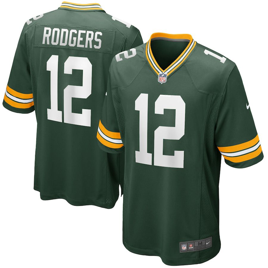 Men Green Bay Packers 12 Aaron Rodgers Nike Green Game Player NFL Jersey